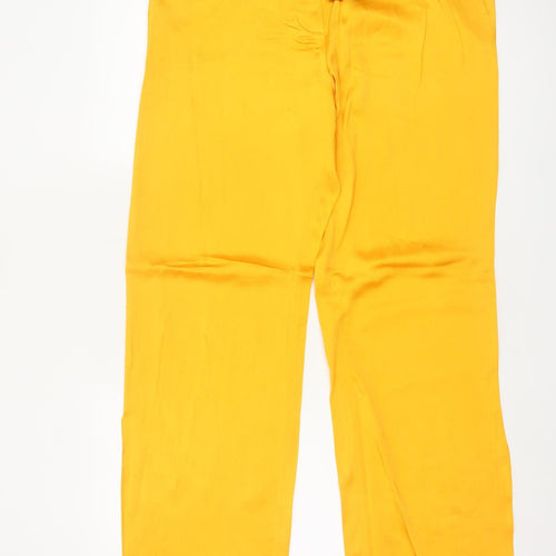 Massimo Dutti Women Yellow UK 14 Straight Leg Tailored Dress Trousers