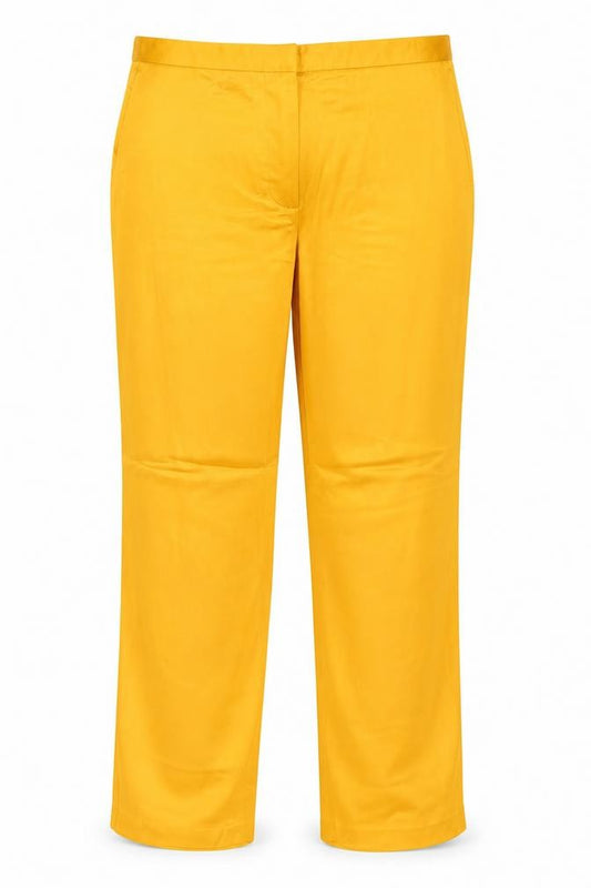 Massimo Dutti Women Yellow UK 14 Straight Leg Tailored Dress Trousers