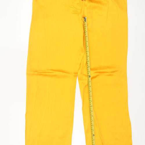 Massimo Dutti Women Yellow UK 14 Straight Leg Tailored Dress Trousers
