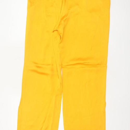 Massimo Dutti Women Yellow UK 14 Straight Leg Tailored Dress Trousers