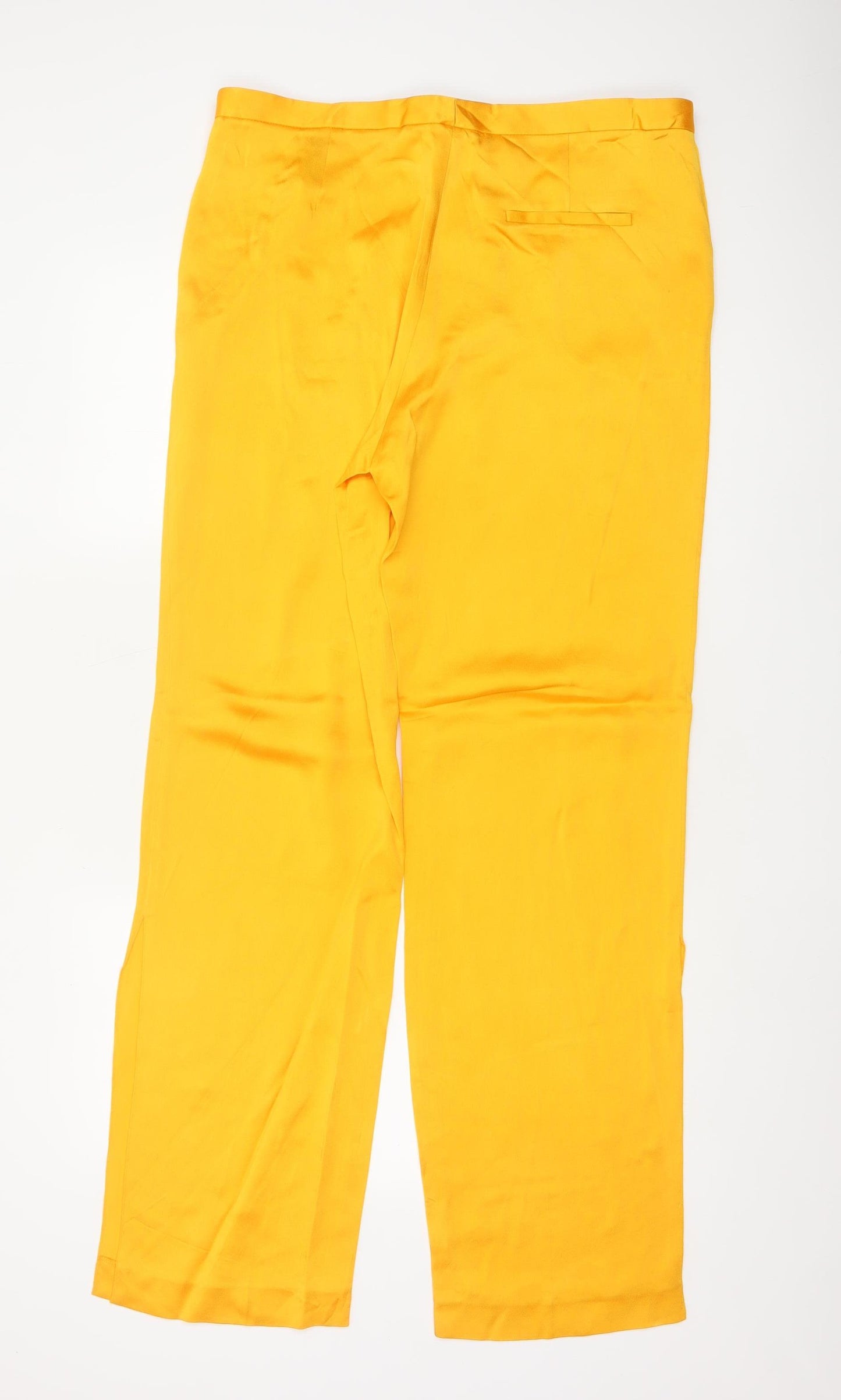 Massimo Dutti Women Yellow UK 14 Straight Leg Tailored Dress Trousers