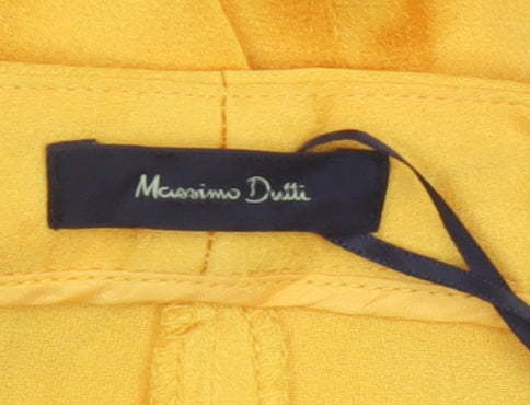 Massimo Dutti Women Yellow UK 14 Straight Leg Tailored Dress Trousers
