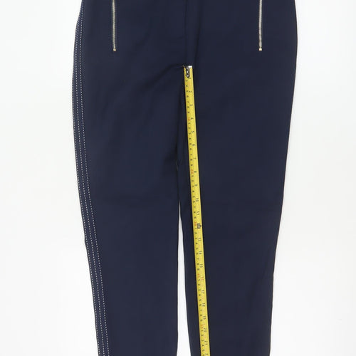Next Women’s Blue UK 10 Regular Tapered Trousers Zip Pockets