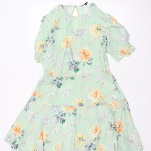 & Other Stories Women Green Floral UK 12 Fit & Flare Chiffon Dress
