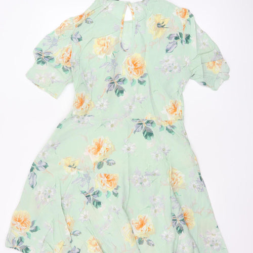 & Other Stories Women Green Floral UK 12 Fit & Flare Chiffon Dress
