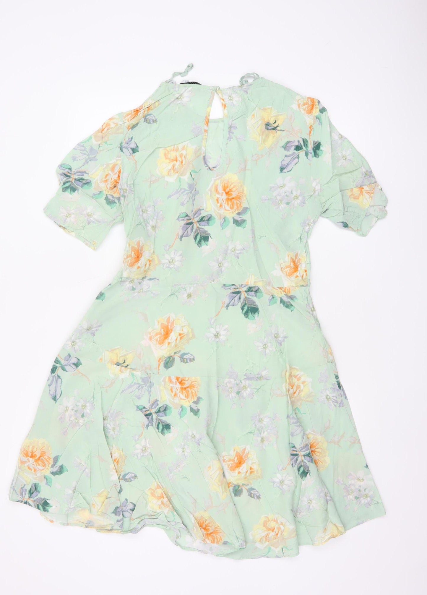 & Other Stories Women Green Floral UK 12 Fit & Flare Chiffon Dress