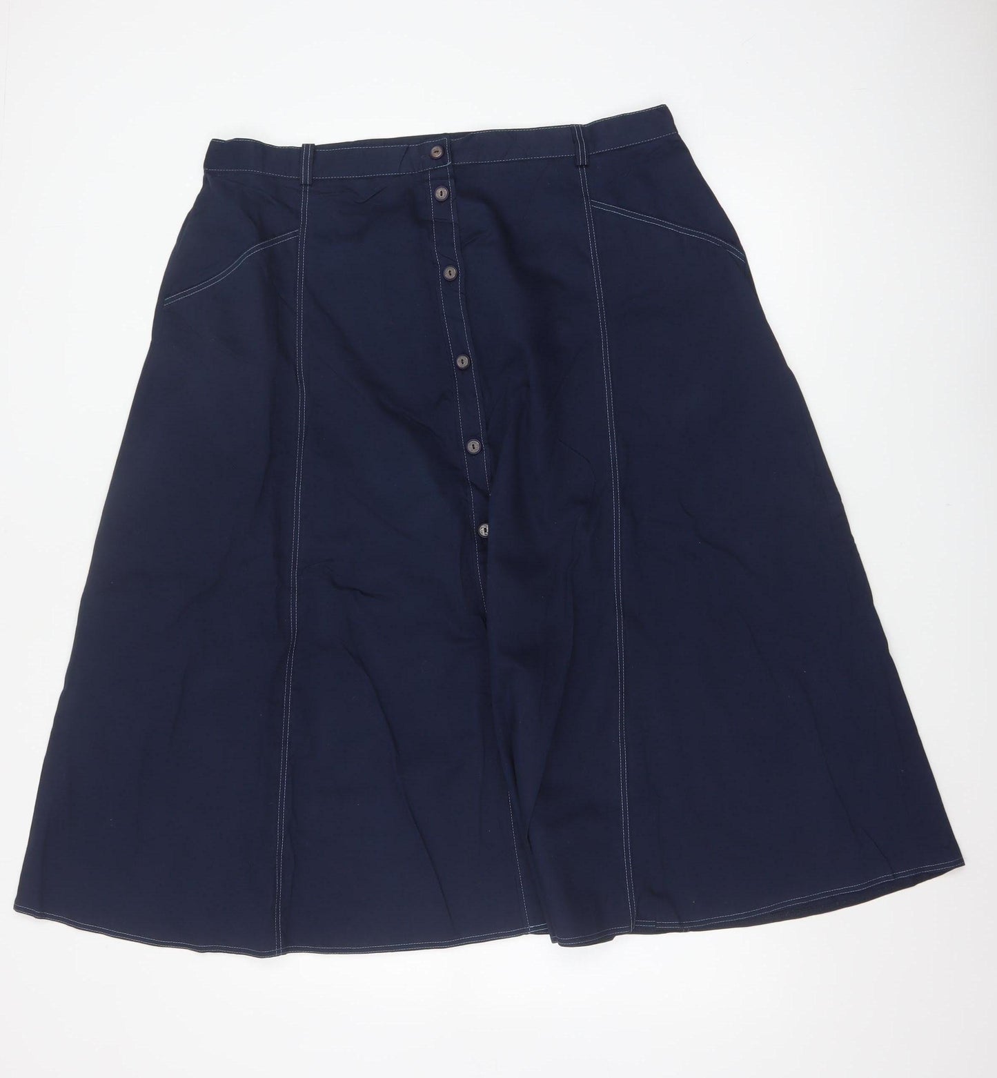 Country Collection Women’s Navy UK 20 Long A-Line Cotton Button Skirt