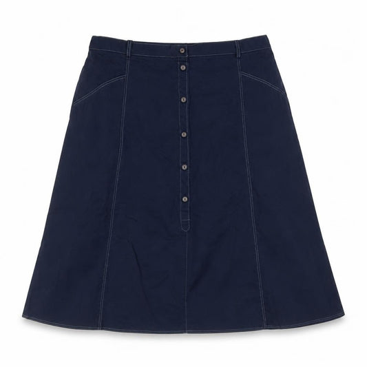 Country Collection Women’s Navy UK 20 Long A-Line Cotton Button Skirt