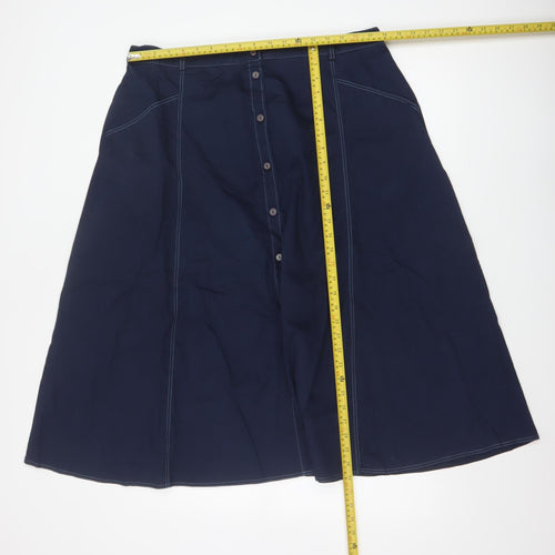 Country Collection Women’s Navy UK 20 Long A-Line Cotton Button Skirt