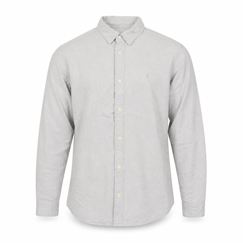 AllSaints Men Grey Small Cotton Long Sleeve Button-Up Casual Shirt