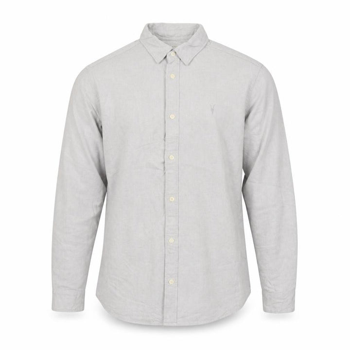 AllSaints Men Grey Small Cotton Long Sleeve Button-Up Casual Shirt