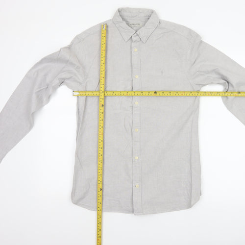 AllSaints Men Grey Small Cotton Long Sleeve Button-Up Casual Shirt