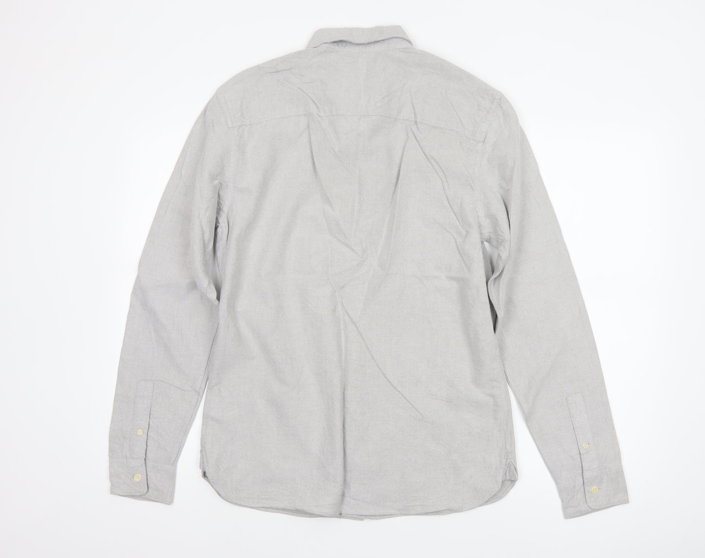 AllSaints Men Grey Small Cotton Long Sleeve Button-Up Casual Shirt