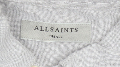 AllSaints Men Grey Small Cotton Long Sleeve Button-Up Casual Shirt