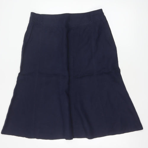 Marks and Spencer Women Blue UK 16 Linen A-Line Midi Skirt