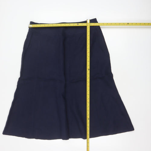 Marks and Spencer Women Blue UK 16 Linen A-Line Midi Skirt