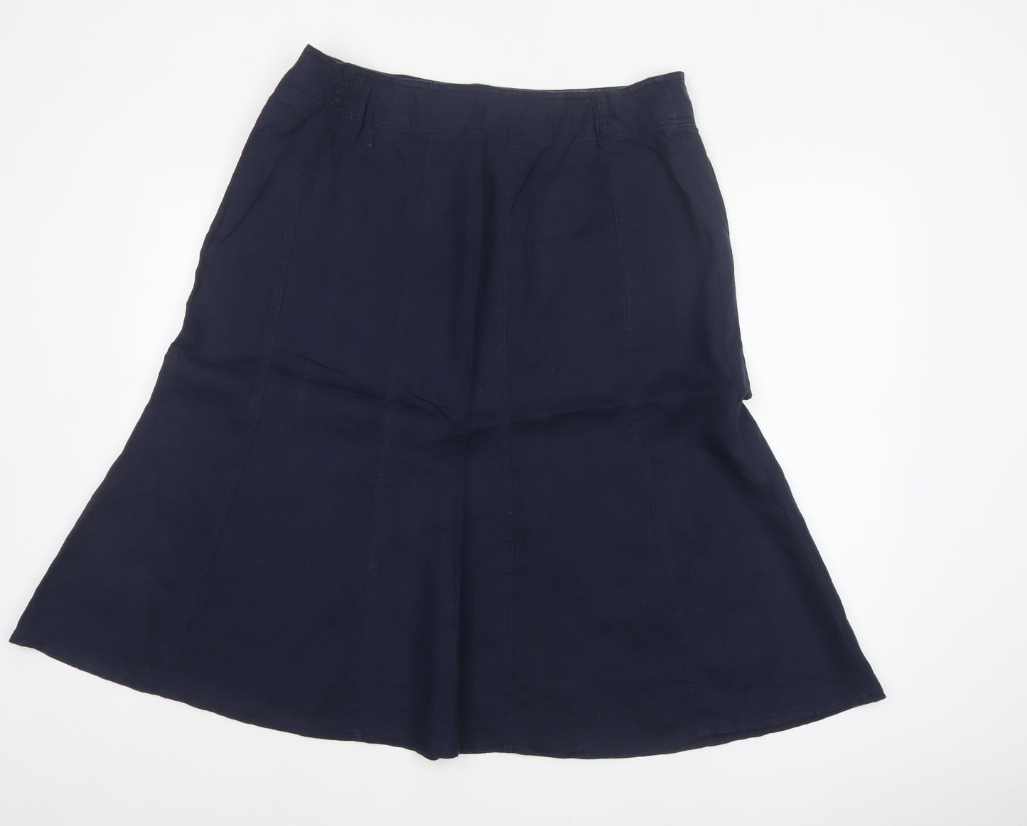 Marks and Spencer Women Blue UK 16 Linen A-Line Midi Skirt