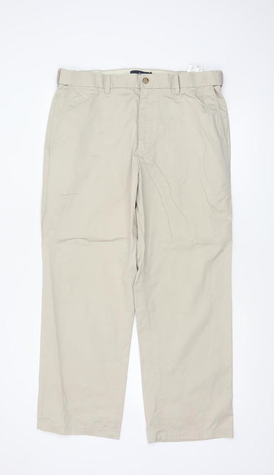 Blue Harbour Men’s Beige 36W 29L Cotton Straight Chino Trousers