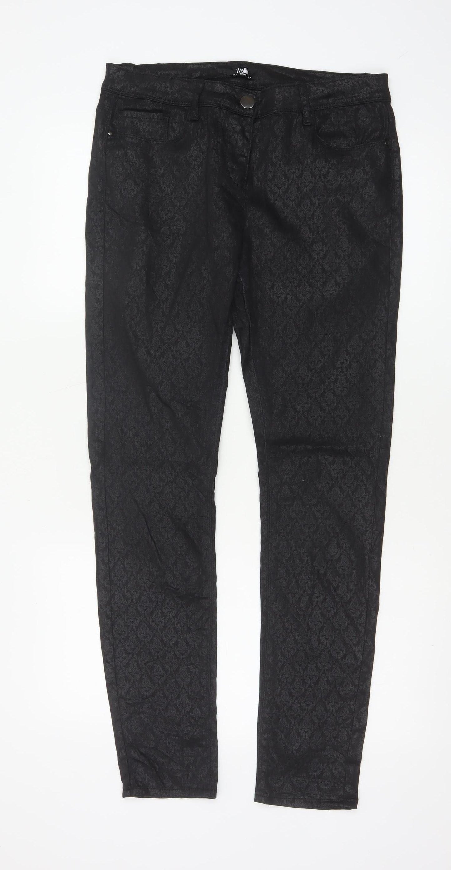 Wallis Women’s Black Floral Jacquard Skinny Jeggings UK 12