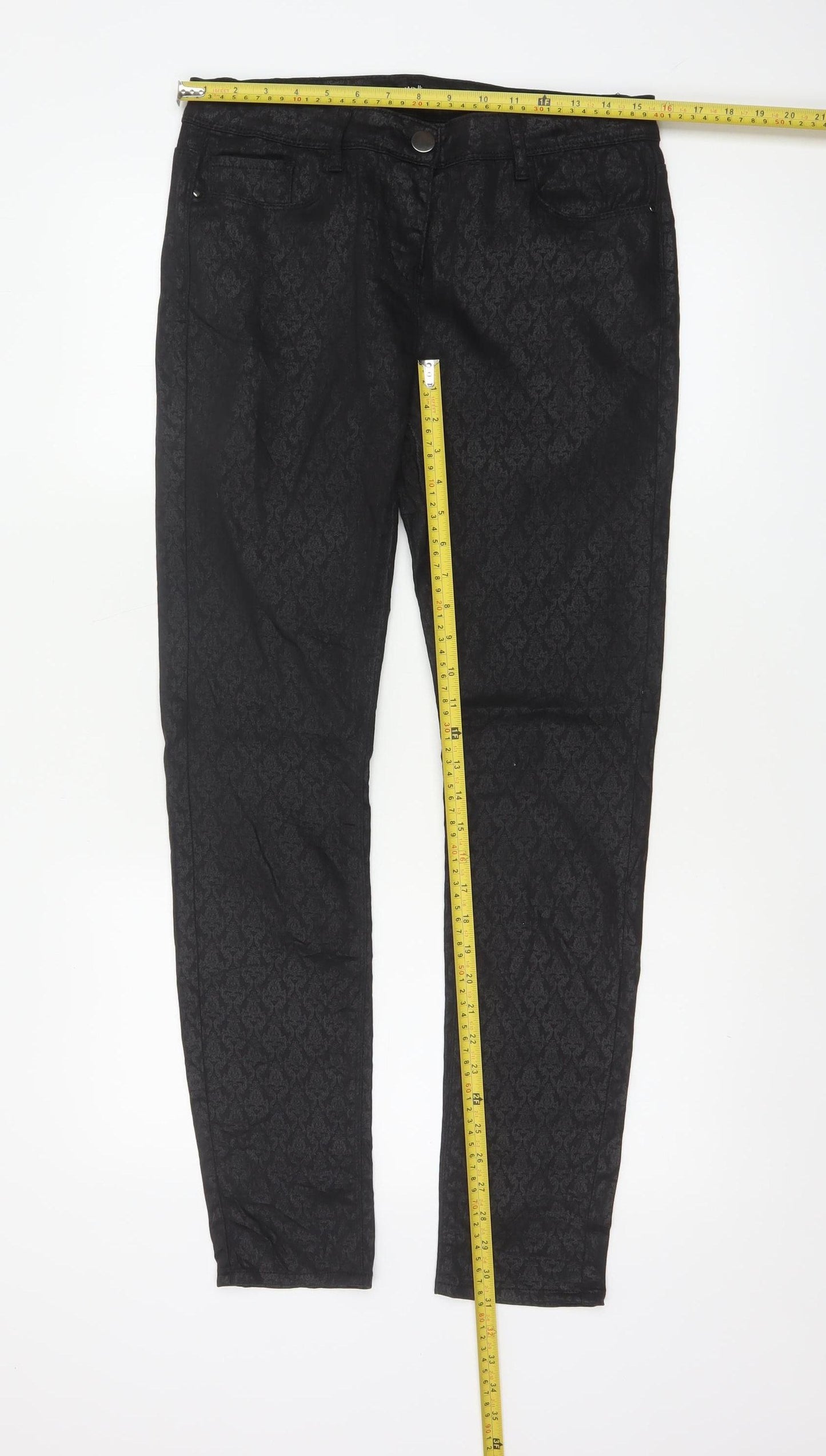 Wallis Women’s Black Floral Jacquard Skinny Jeggings UK 12