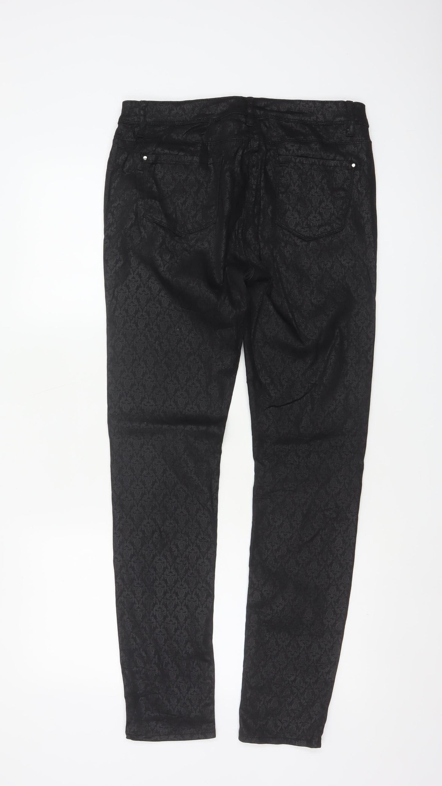 Wallis Women’s Black Floral Jacquard Skinny Jeggings UK 12