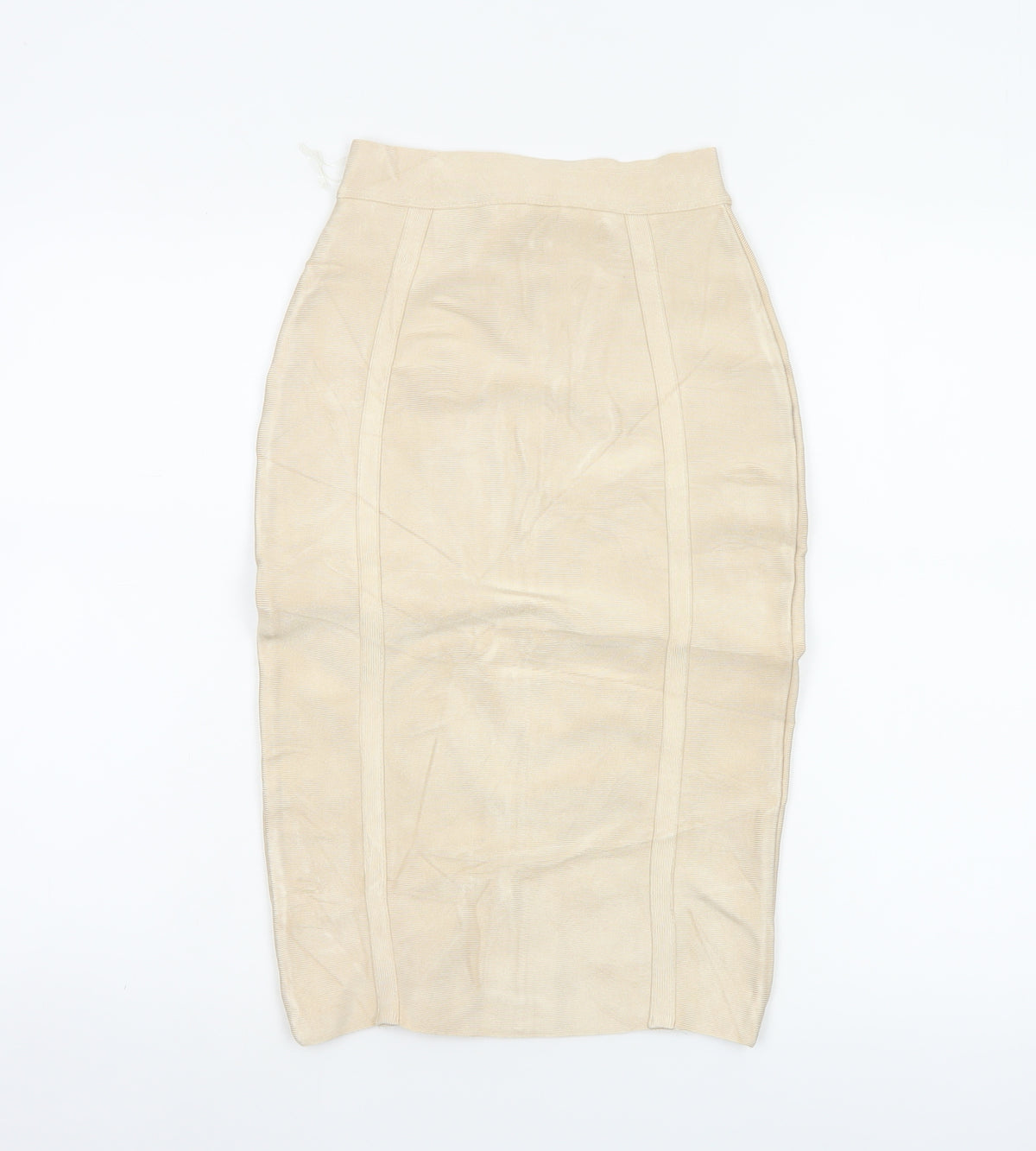 House of CB London Women Beige S Bandage Pencil Knee Length Skirt