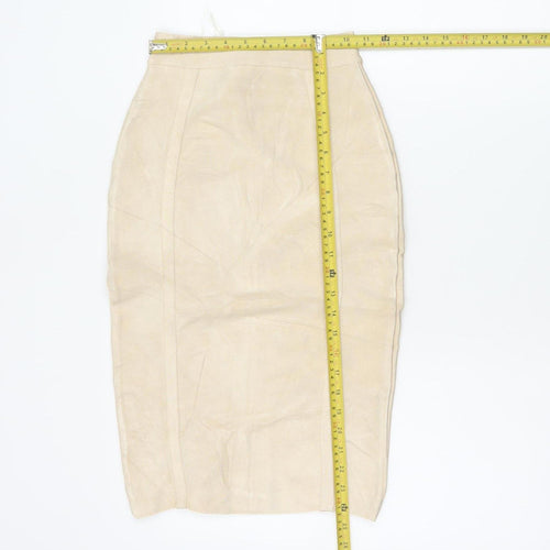House of CB London Women Beige S Bandage Pencil Knee Length Skirt