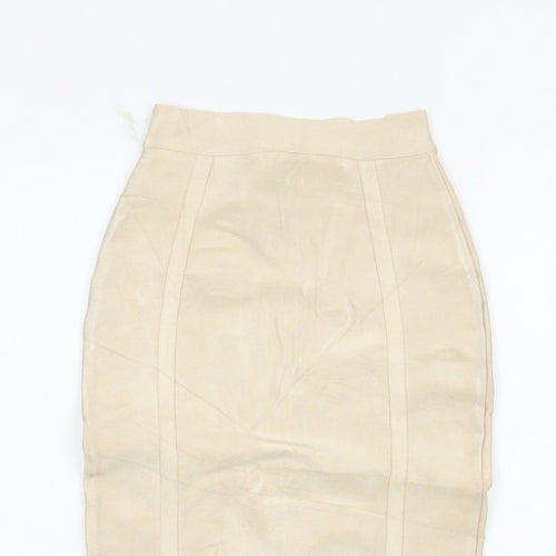 House of CB London Women Beige S Bandage Pencil Knee Length Skirt