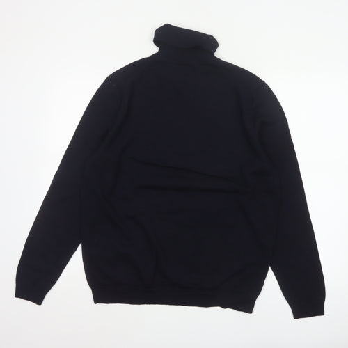 BOSS Men’s Black XL Roll Neck Cotton Pocket Pullover Jumper