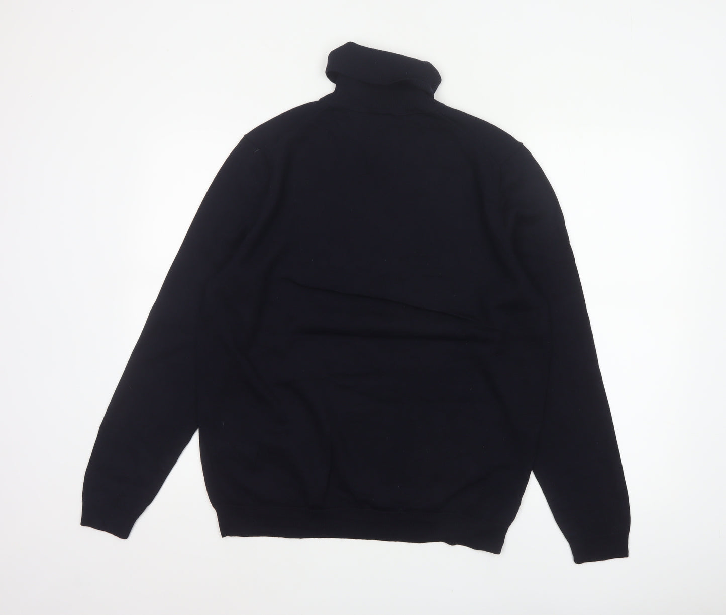BOSS Men’s Black XL Roll Neck Cotton Pocket Pullover Jumper