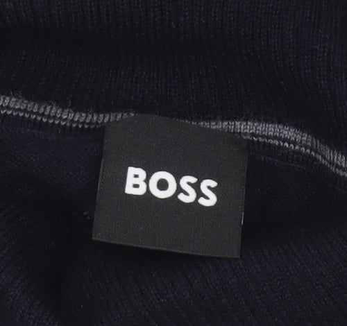 BOSS Men’s Black XL Roll Neck Cotton Pocket Pullover Jumper