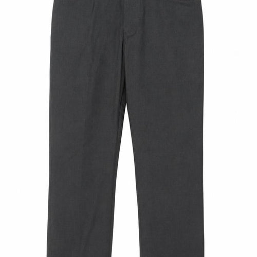 Next Men’s Grey 34R Dress Trousers Flat Front Smart Work Formal