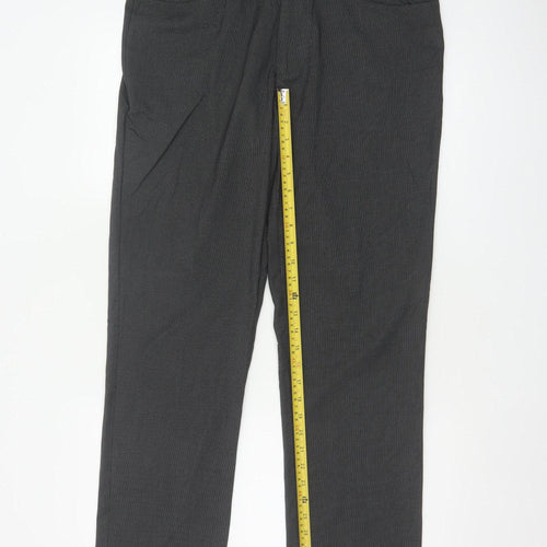 Next Men’s Grey 34R Dress Trousers Flat Front Smart Work Formal