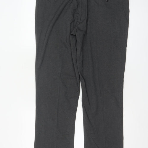 Next Men’s Grey 34R Dress Trousers Flat Front Smart Work Formal