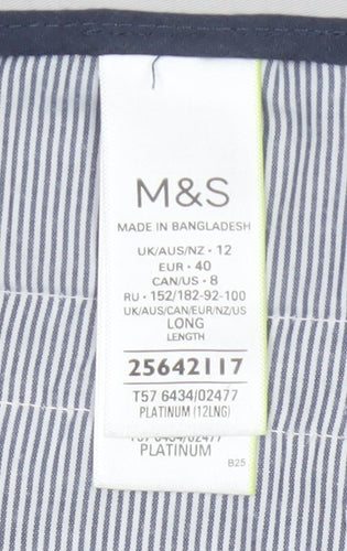 Marks and Spencer Women Grey UK 12 Long Tapered Chino Trousers