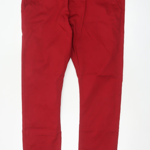 EnzoJns Men's Red 40R Stretch Chino Straight Trousers