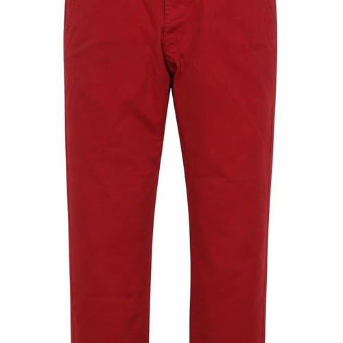 EnzoJns Men's Red 40R Stretch Chino Straight Trousers