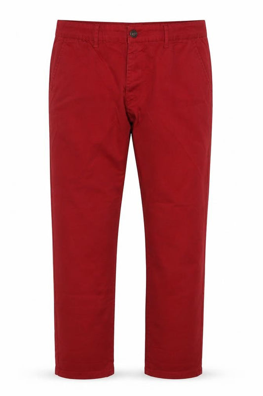 EnzoJns Men's Red 40R Stretch Chino Straight Trousers