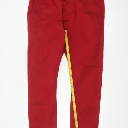 EnzoJns Men's Red 40R Stretch Chino Straight Trousers