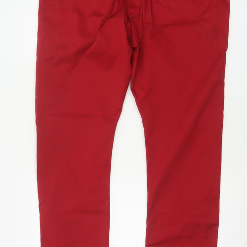 EnzoJns Men's Red 40R Stretch Chino Straight Trousers