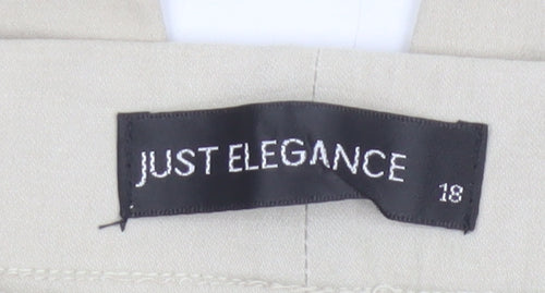 Just Elegance Women's Beige Size 18 Stretch Straight Trousers Rhinestone