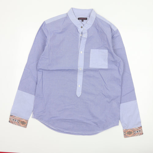 Matthew Williamson Men’s Blue Check Cotton Shirt Size 38 Aztec Trim
