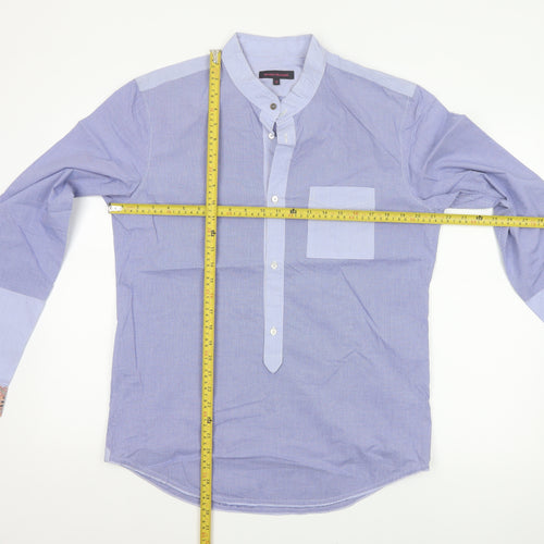 Matthew Williamson Men’s Blue Check Cotton Shirt Size 38 Aztec Trim
