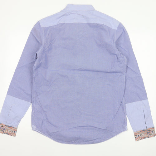Matthew Williamson Men’s Blue Check Cotton Shirt Size 38 Aztec Trim