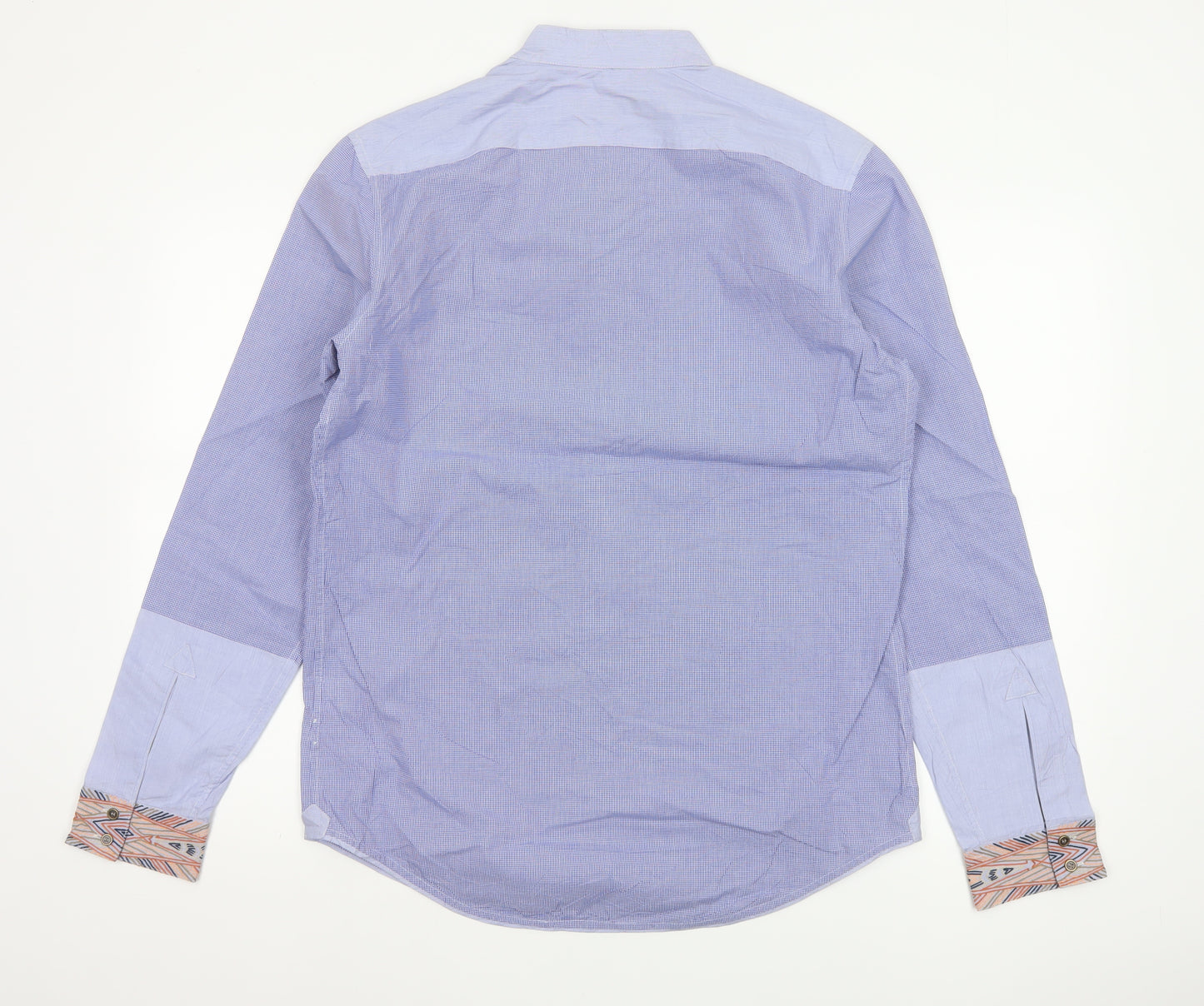 Matthew Williamson Men’s Blue Check Cotton Shirt Size 38 Aztec Trim