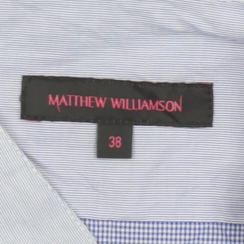 Matthew Williamson Men’s Blue Check Cotton Shirt Size 38 Aztec Trim