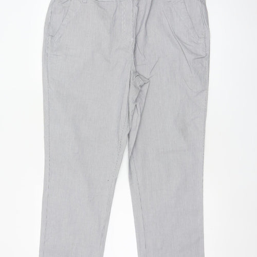Maine New England Women’s Grey Stripe Chino Trousers UK 16 Tapered