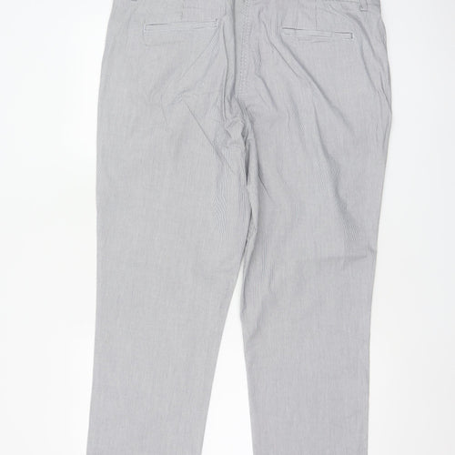 Maine New England Women’s Grey Stripe Chino Trousers UK 16 Tapered