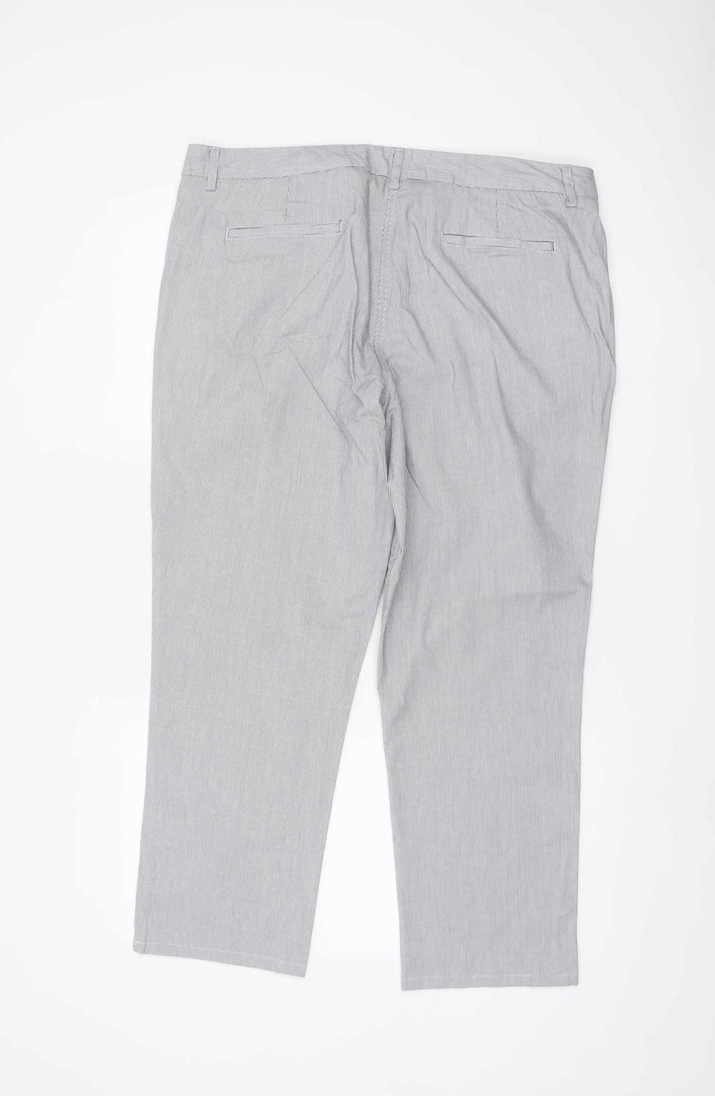 Maine New England Women’s Grey Stripe Chino Trousers UK 16 Tapered