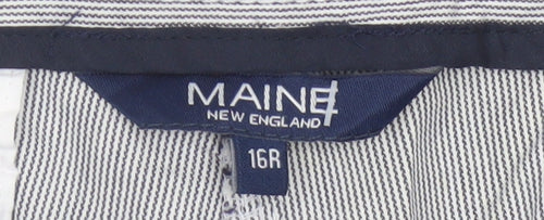 Maine New England Women’s Grey Stripe Chino Trousers UK 16 Tapered